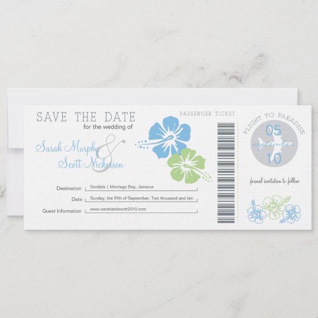 Save the Date Boarding Pass (Vorderseite)
