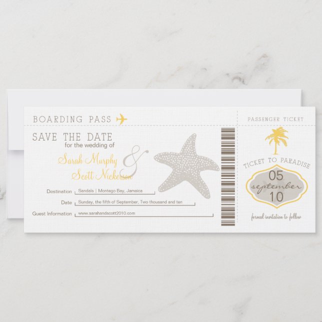 Save the Date Boarding Pass (Vorderseite)
