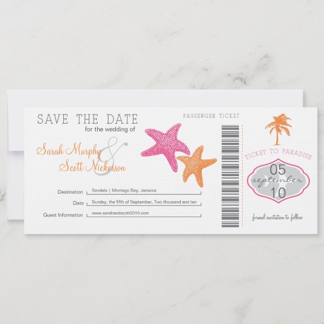Save the Date Boarding Pass (Vorderseite)