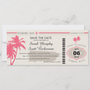 Save the Date Boarding Pass auf Puerto Rico