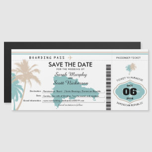 Save the Date Boarding-Pass für die Dominikanische Magneteinladung