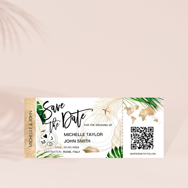 Save the Date Boarding Pass Map Cruise QR Code Einladung (Von Creator hochgeladen)