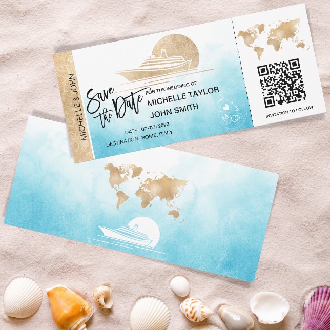Save the Date Boarding Pass Map Kreuzschiff QRCode Einladung (Von Creator hochgeladen)