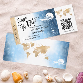 Save the Date Boarding Pass Map Kreuzschiff QRCode Einladung