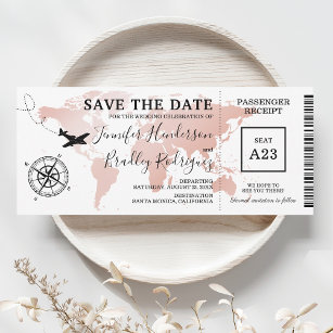 Save the Date Boarding Pass Rose Gold Karte Einlad