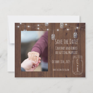 Save The Date Bocal Rustique Guirlande de Lumières Enregistrer l