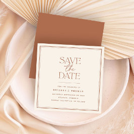 Save The Date Bohemian Simple Terracotta Enregistrer la date