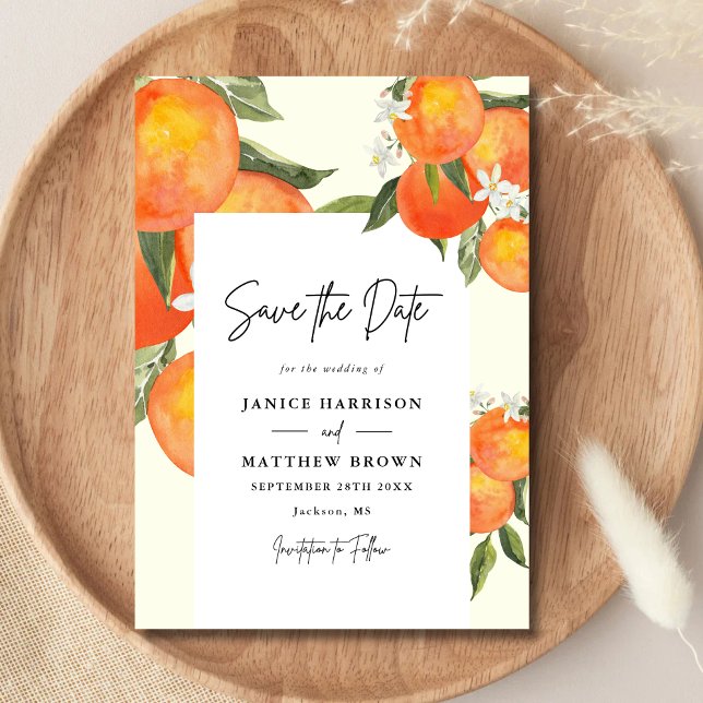 Save The Date Boho Abstract Sketchy Orange Garden Wedding (Créateur téléchargé)