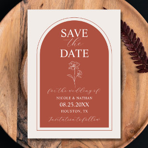Save The Date Boho Budget Terracotta Rust Flower Mariage   DO-IT