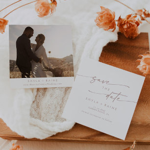 Save The Date Boho Chic Blush rose Carré Photo Retour