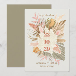Save The Date Boho Chic Desert Mariage de feuillage séché et Pam