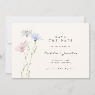 Save The Date Boho Chic Fleur sauvage Mariage beige
