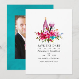 Save The Date Boho Chic Floral Vin Dégustation Mariage Photo