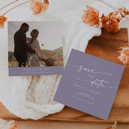 Save The Date Boho Chic Lavender Purple Carré Photo Retour