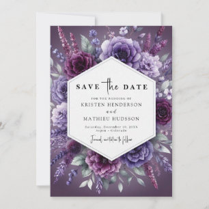 Save The Date Boho Chic Purple Mariage Floral