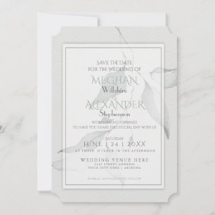 Save The Date Boho Chic Vert Sauge Branche Aquarelle