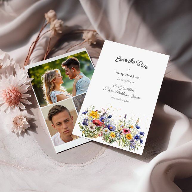 Save The Date Boho Chic Wildflowers Modern 3 Photo (Créateur téléchargé)