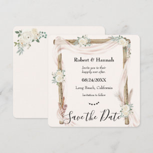Save The Date Boho Cream Floral Mariage Arch Enregistrer la date