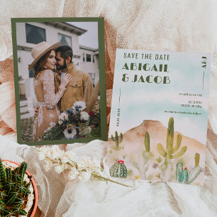 Save The Date Boho Desert Cactus Arizona Destination mariage