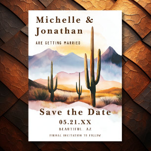 Save The Date Boho Desert Cactus Mariage occidental