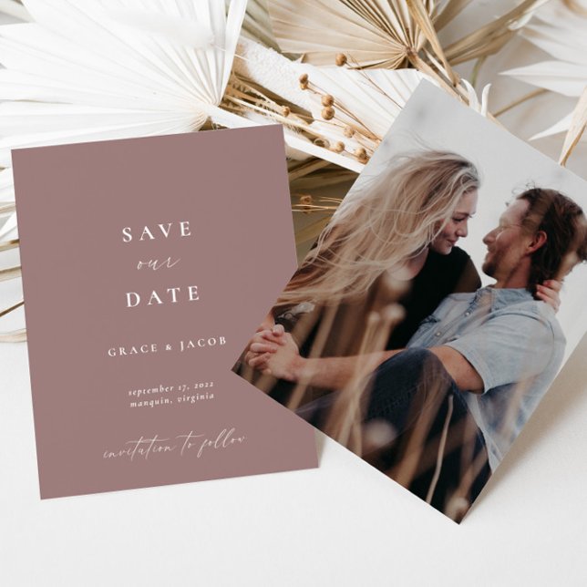 Save The Date Boho Elegant Moderne Dusty Mauve (Créateur téléchargé)