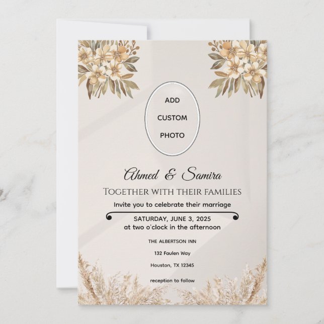 Save The Date Boho Elegant Rustic Floral Wedding Enregistrer la  (Devant)