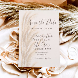 Save The Date Boho été pampas herbe enregistrer la date mariage