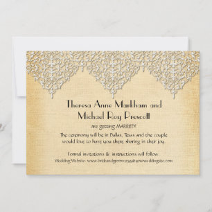 Save The Date BOHO Fausse toile de jute et dentelle style gitan 