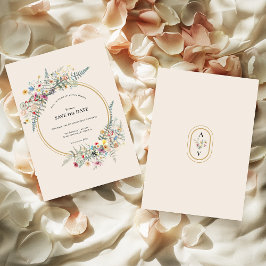 Save The Date Boho Fleur sauvage Fern Mariage Beige Enregistrer 