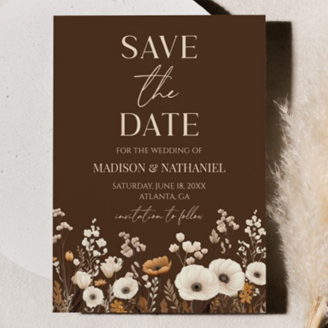Save The Date Boho Fleur sauvage Fleur sauvage Floral Jardin Mar (Créateur téléchargé)