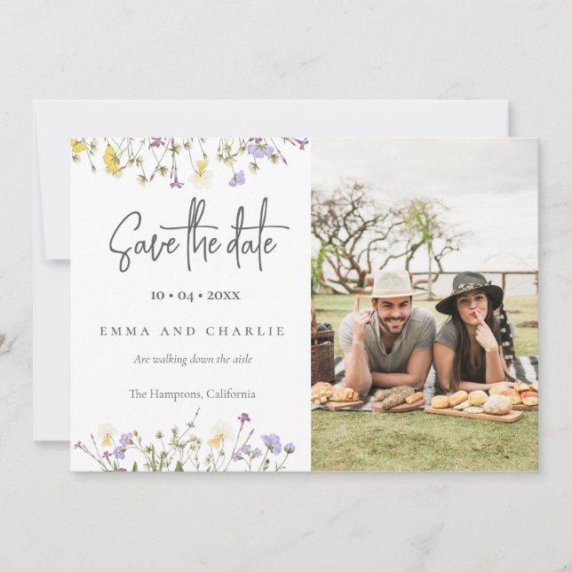 Save The Date Boho Fleur sauvage QR Code Elégant Mariage photo (Devant)
