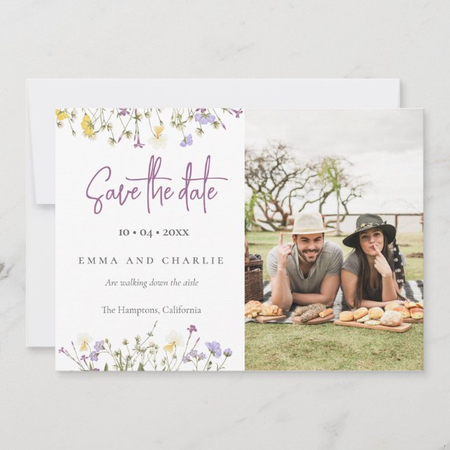 Save The Date Boho Fleur sauvage QR Code Elégant Mariage photo (Devant)
