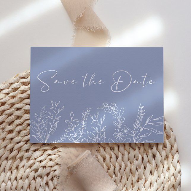 Save The Date Boho Fleurs Périwinkle Enregistrer La Date (Créateur téléchargé)