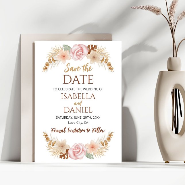 Save The Date Boho Floral Earth Tones Mariage Enregistrer La Dat (Créateur téléchargé)