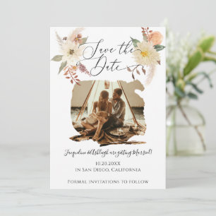 Save The Date BOHO Floral Fall Folid Aquarelle Blanc Photo