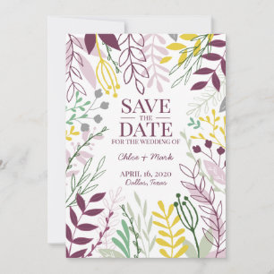 Save The Date Boho Floral Jardin été Automne Cassis safran