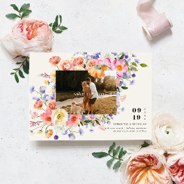 Save The Date Boho Floral | Photo du Fleur sauvage Enregistrer l