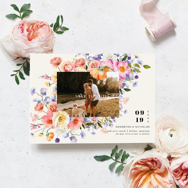 Save The Date Boho Floral | Photo du Fleur sauvage Enregistrer l (Créateur téléchargé)