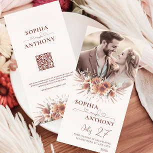 Save The Date Boho Floral QR Code photo