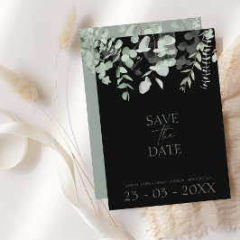 Save The Date Boho Green Black Eucalyptus Mariage