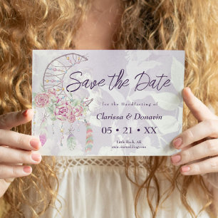 Save The Date Boho Handfasing Moon Phase Dreamcatcher