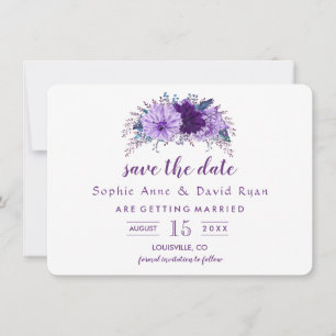 Save The Date Boho Lavender Floral Plum Purple Enregistrer la da