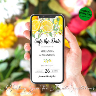 Save The Date Boho Lemon Enregistrer la date de l'annonce Evite