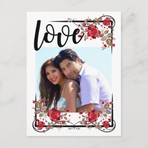Save the Date Boho Liebe und Rose Foto Poscard Ankündigungspostkarte