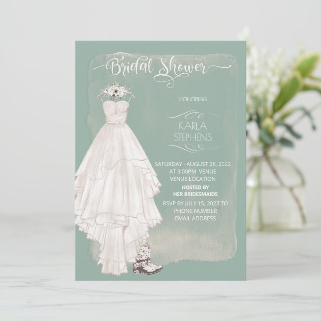 Save The Date Boho Mariage robe Décontractée Aquarelle Design Do (Debout devant)