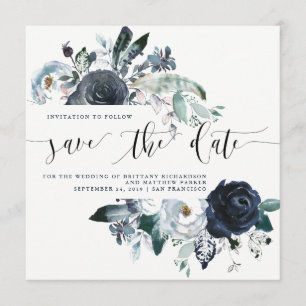 Save The Date Boho Marine Peony Wedding Enregistrer la date Ph