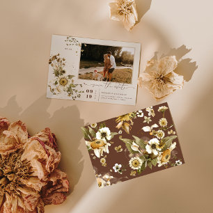 Save The Date Boho Minimal Automne Photo Fleur sauvage Enregistr