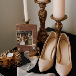 Save The Date Boho Minimal Terracotta Carré Photo Enregistrer la