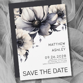 Save The Date Boho moderne Elégant noir blanc Mariage floral