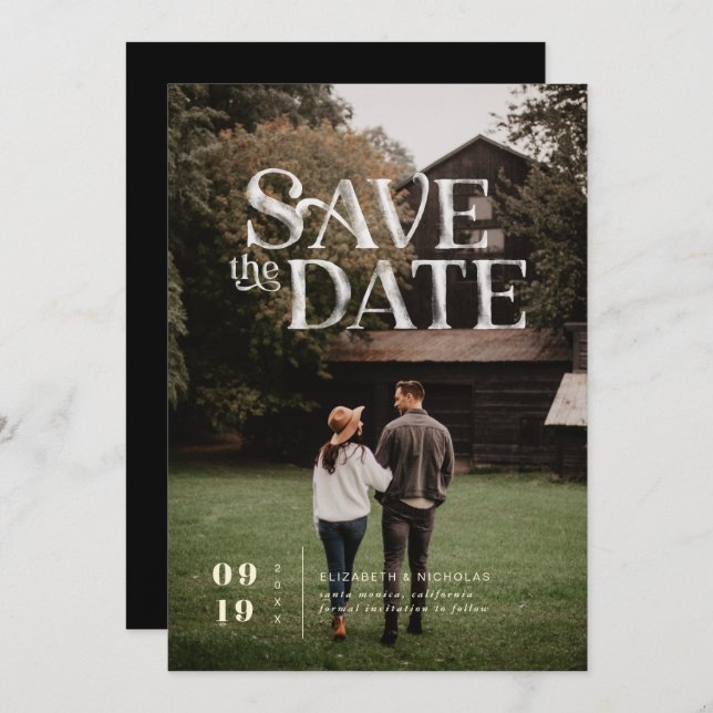 Save The Date Boho moderne simple | Photo Enregistrer la date (Devant / Derrière)